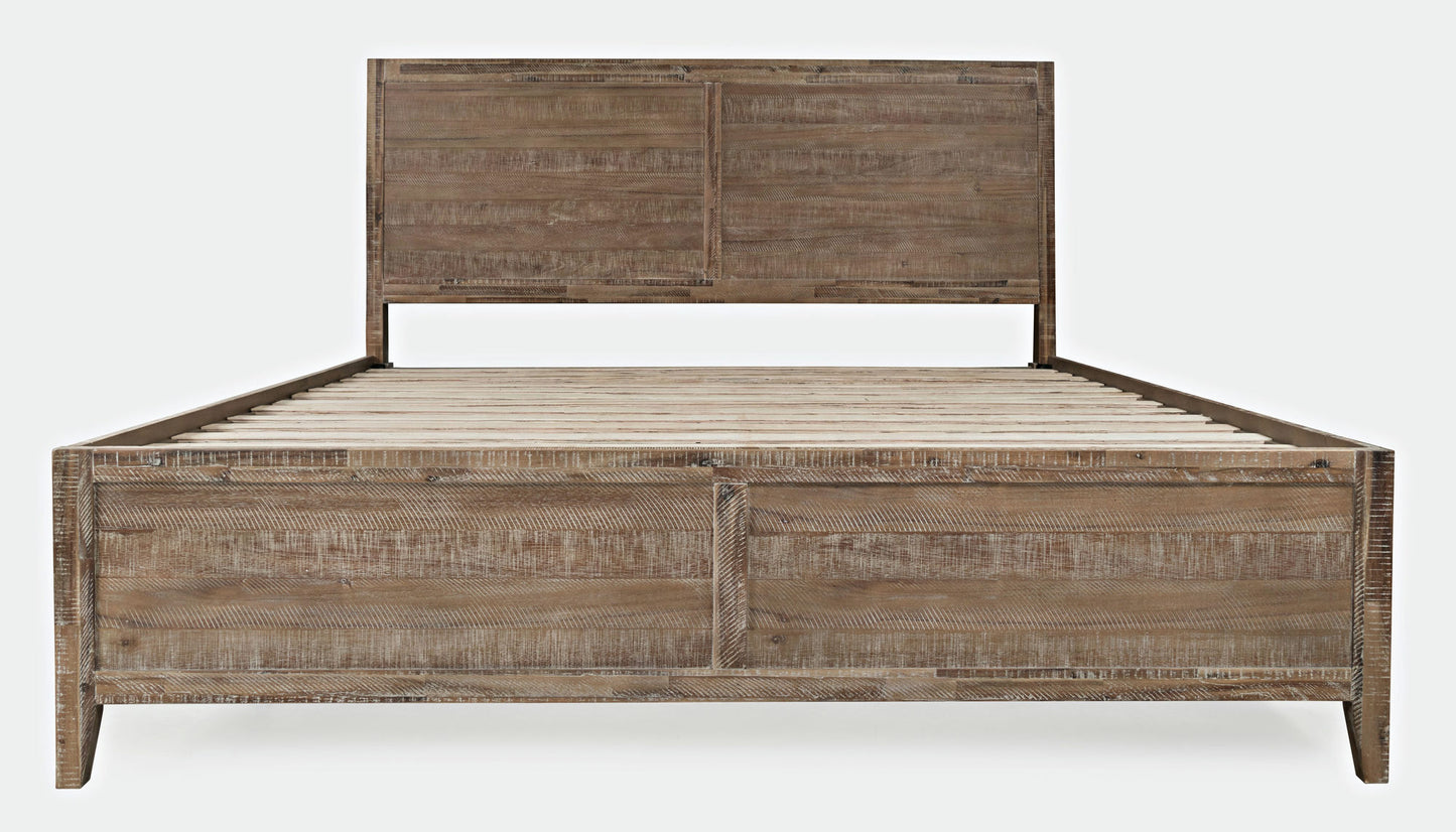 Maxton Contemporary Coastal Distressed Acacia King Size Bed - Wash Brown