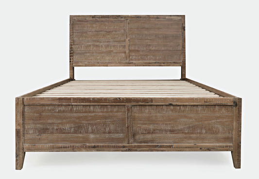 Maxton Contemporary Coastal Distressed Acacia Queen Size Bed - Wash Brown