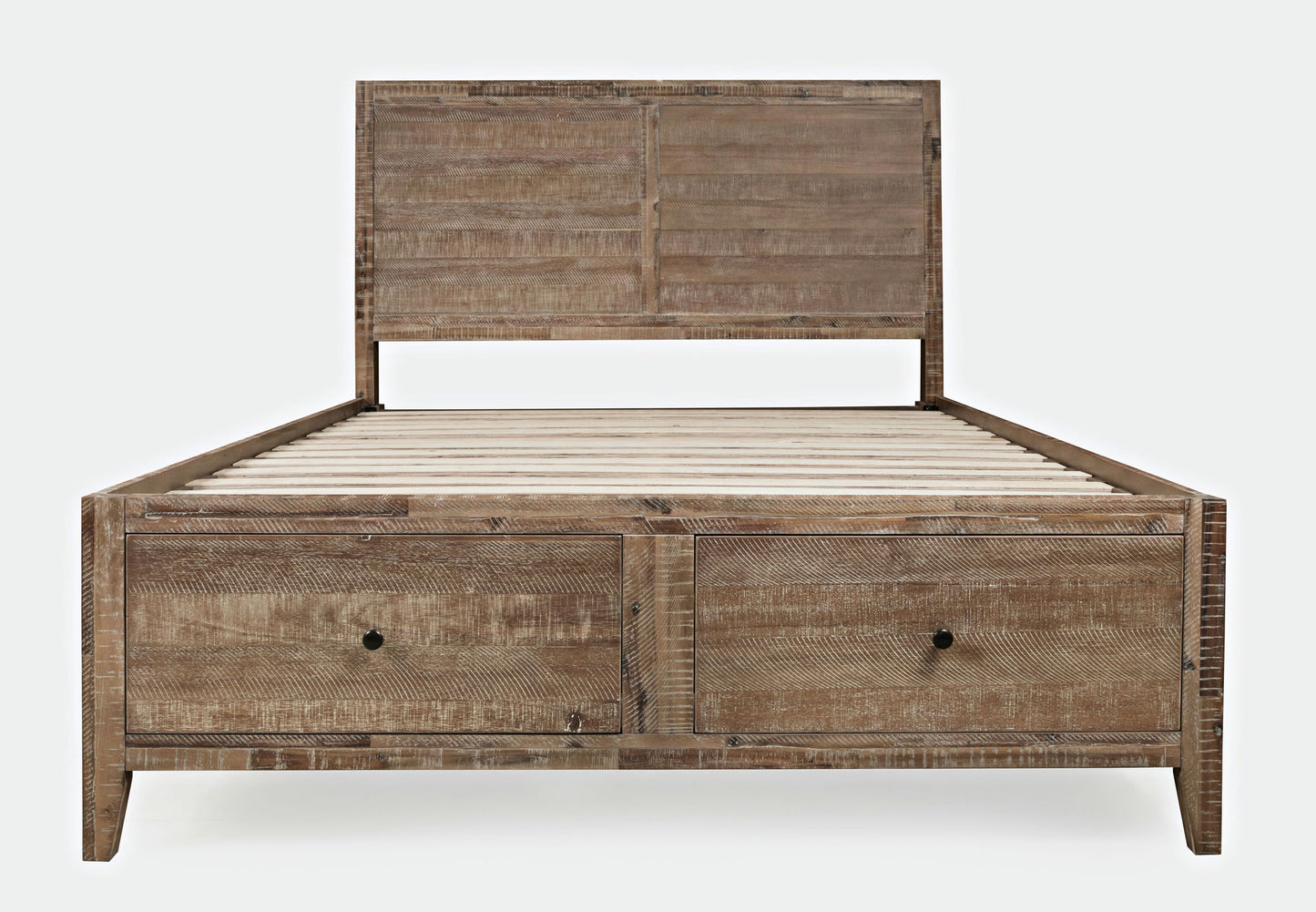 Maxton Coastal Distressed Acacia Queen Size Bed with Storage Drawers - Brown