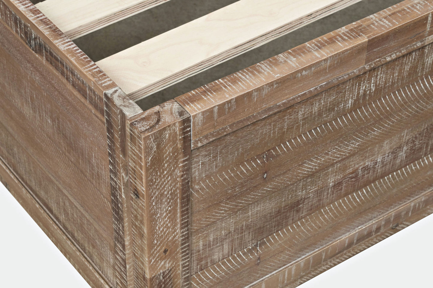 Maxton Coastal Distressed Acacia Queen Size Bed with Storage Drawers - Brown