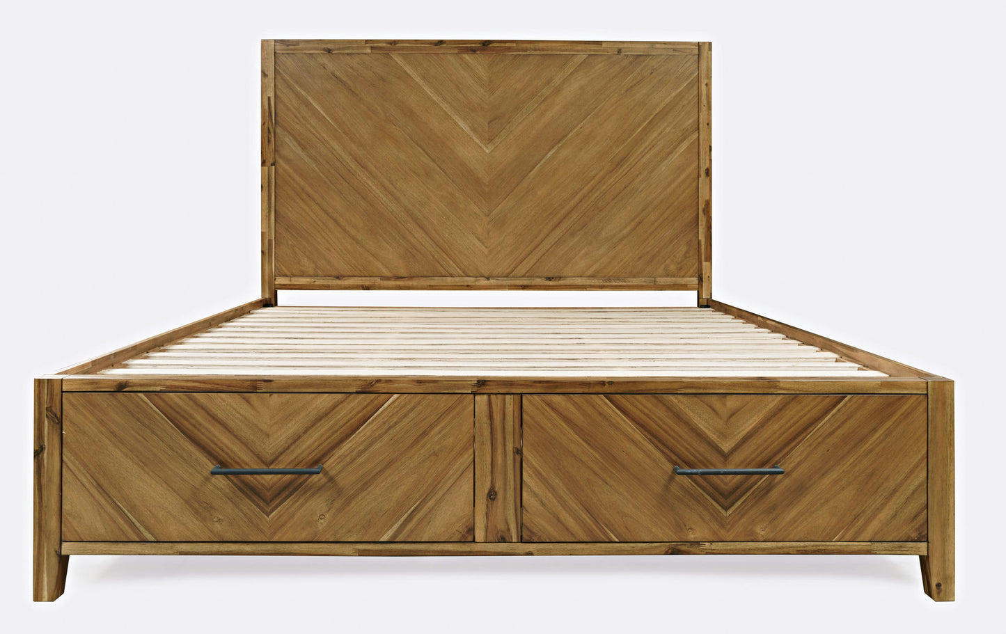 Eloquence Contemporary Modern Queen Size Bed with Storage Drawers - Natural