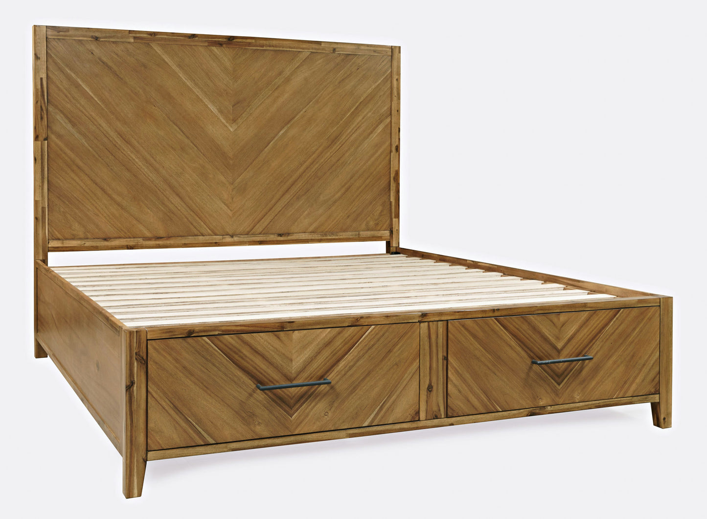 Eloquence Contemporary Modern Queen Size Bed with Storage Drawers - Natural