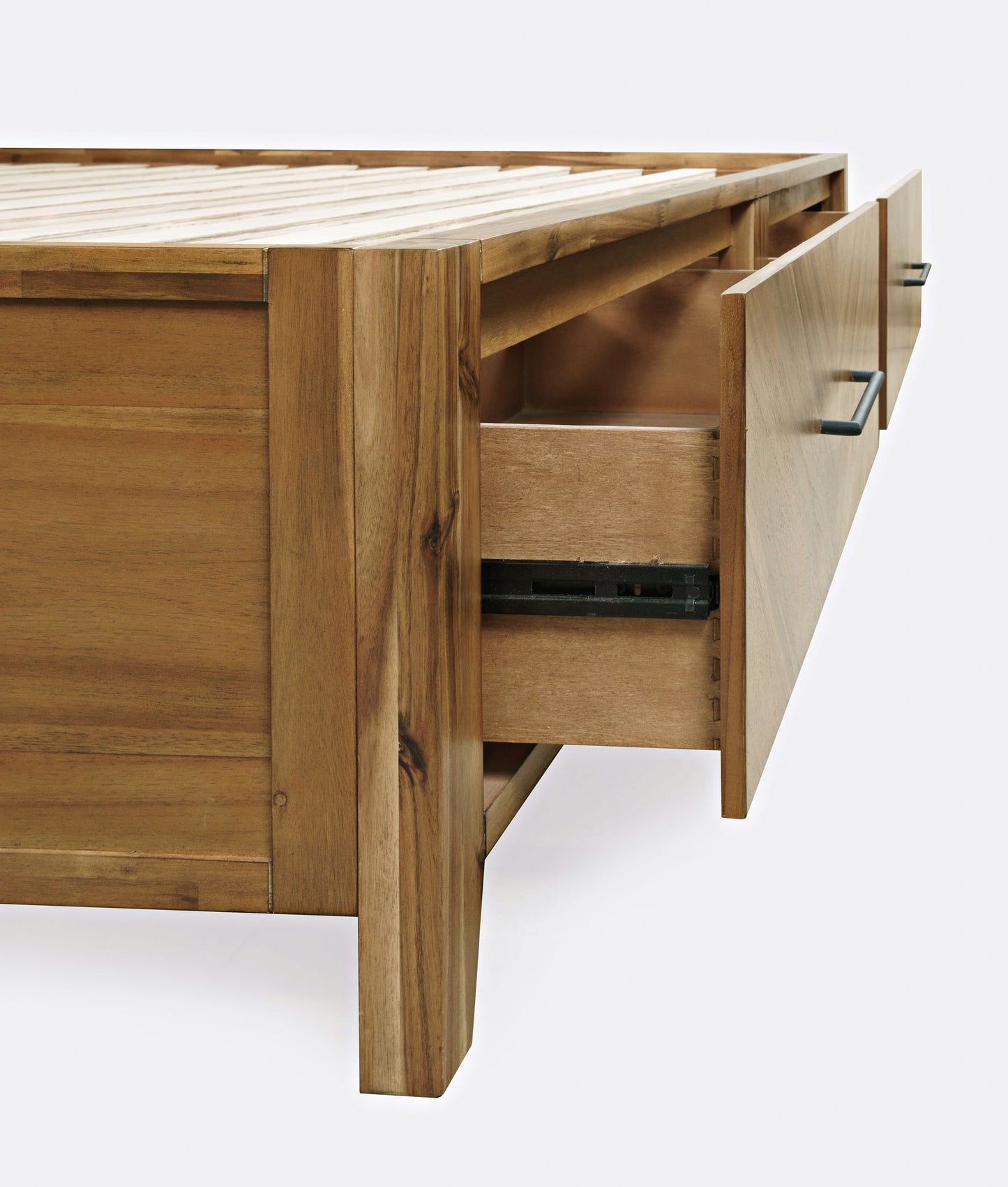 Eloquence Contemporary Modern Queen Size Bed with Storage Drawers - Natural