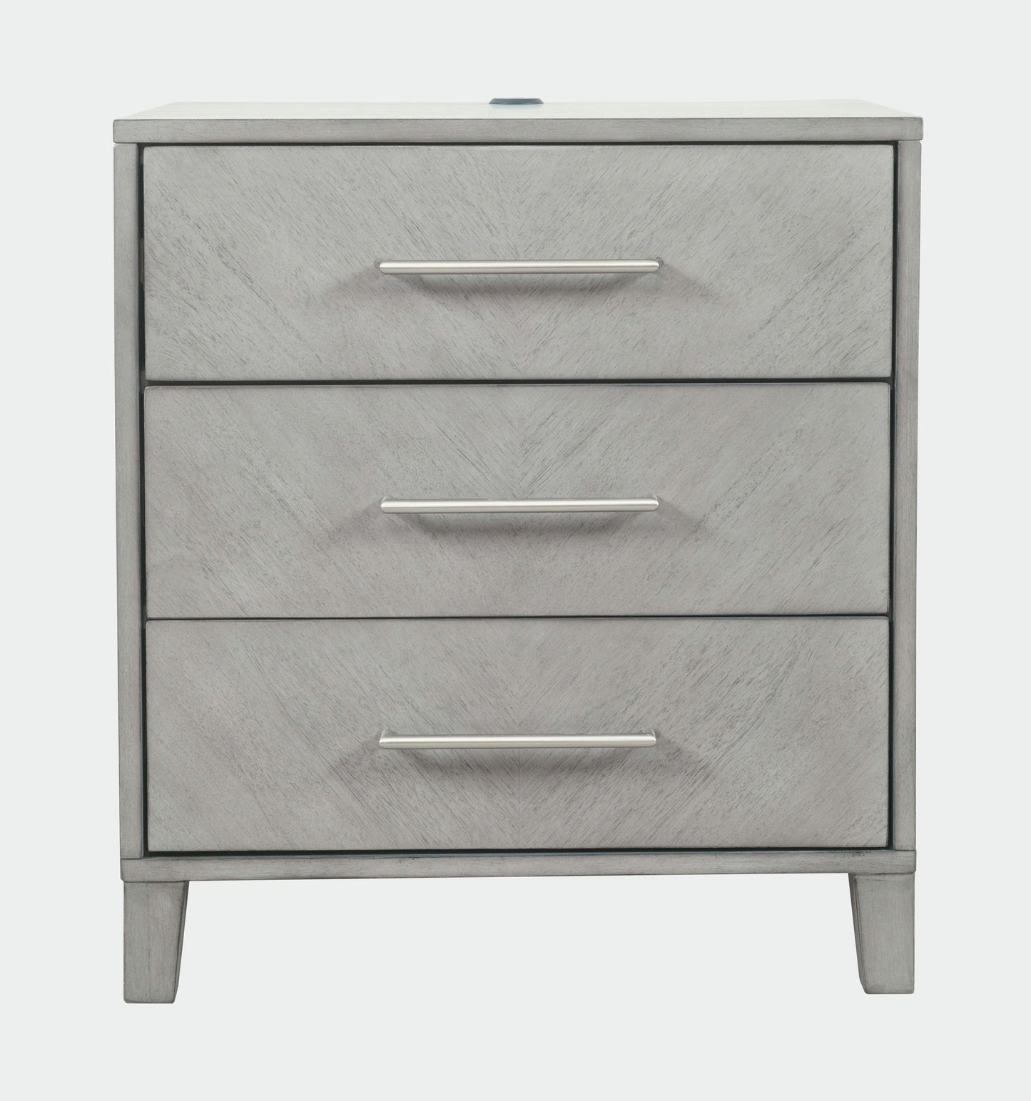 Eloquence 28" USB Charging Nightstand with Drawers and Metal Hardware - Grey