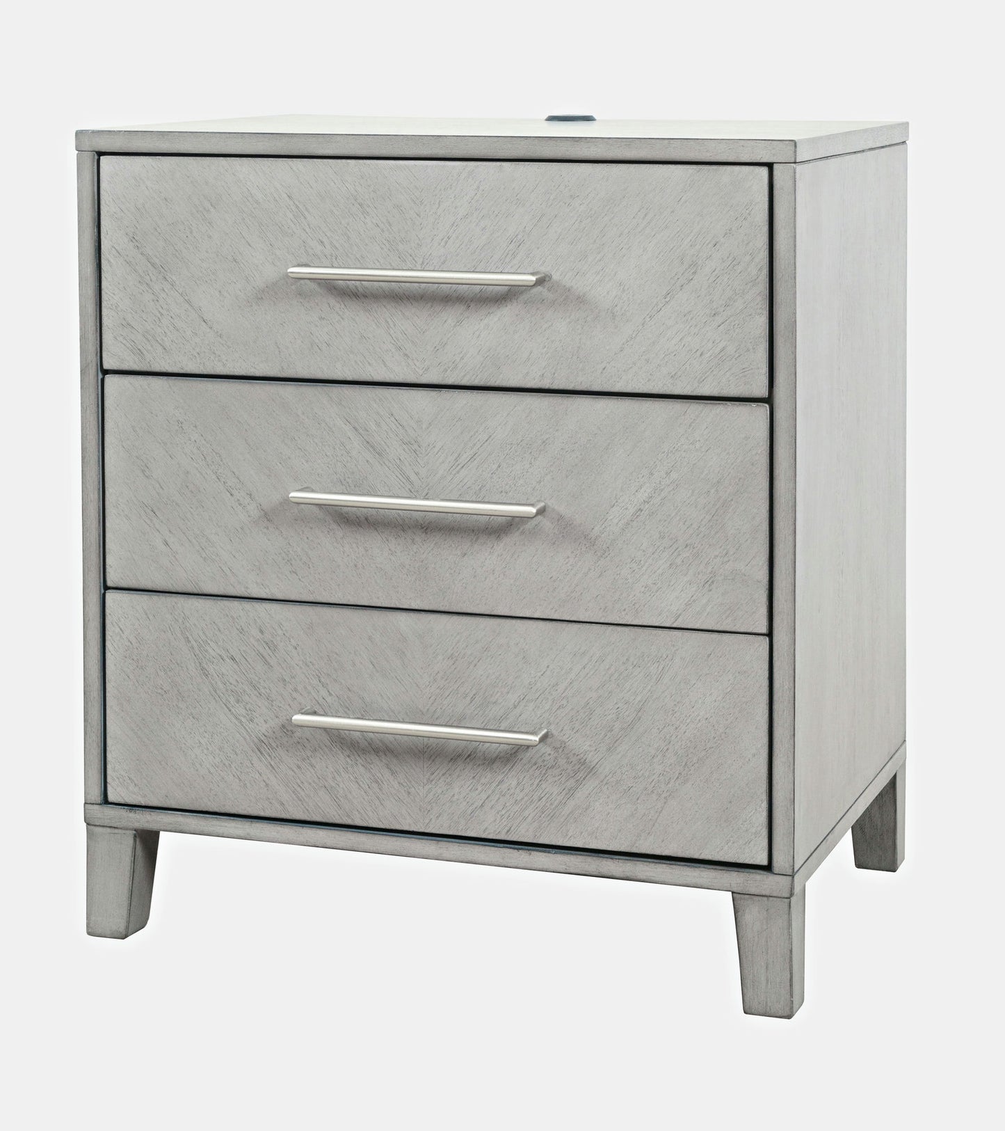 Eloquence 28" USB Charging Nightstand with Drawers and Metal Hardware - Grey