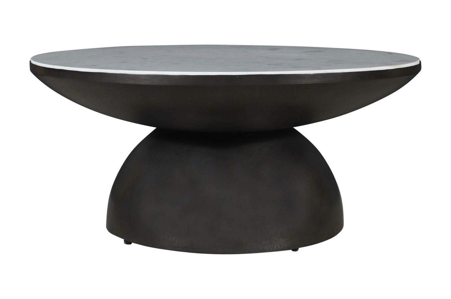 Circularity Modern Luxury Marble and Iron 35" Round Pedestal Coffee Table