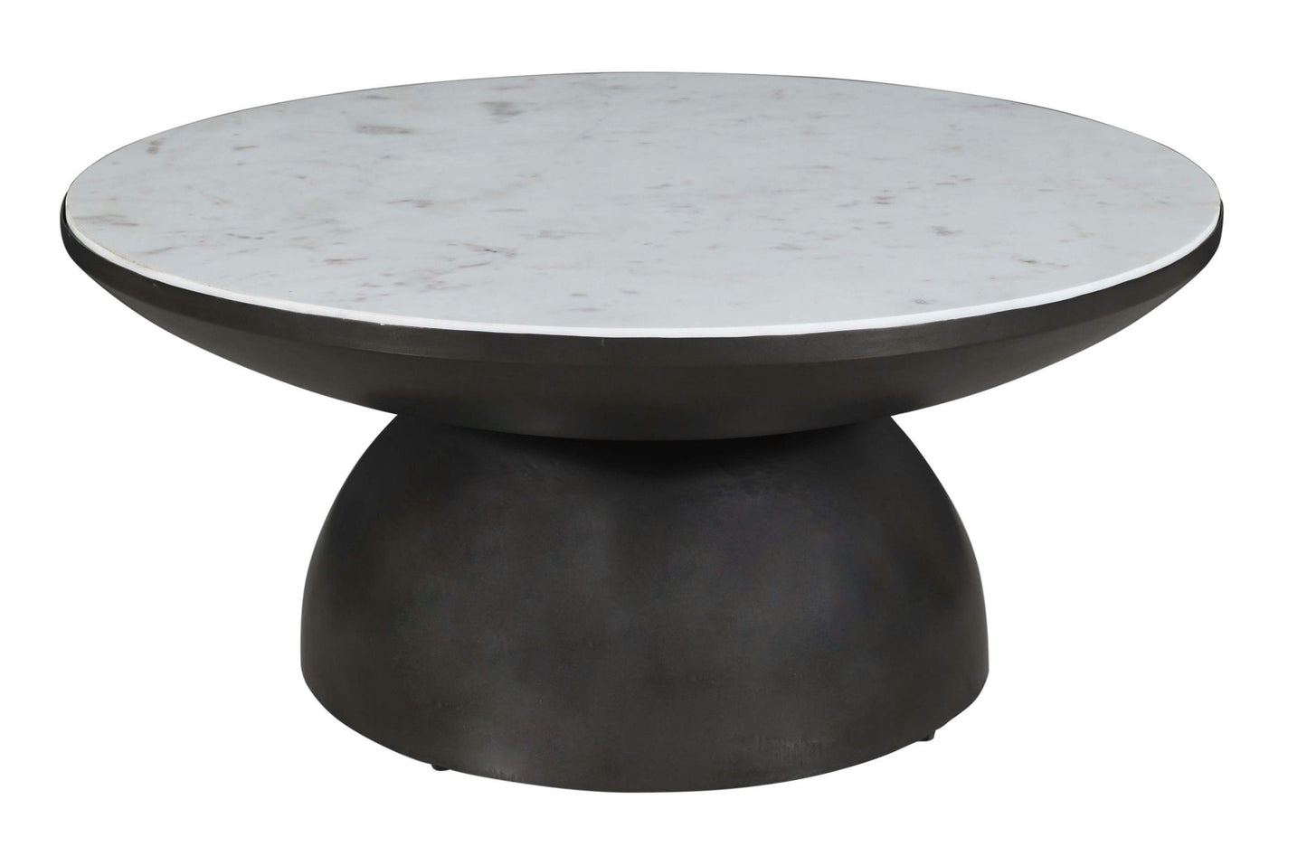 Circularity Modern Luxury Marble and Iron 35" Round Pedestal Coffee Table