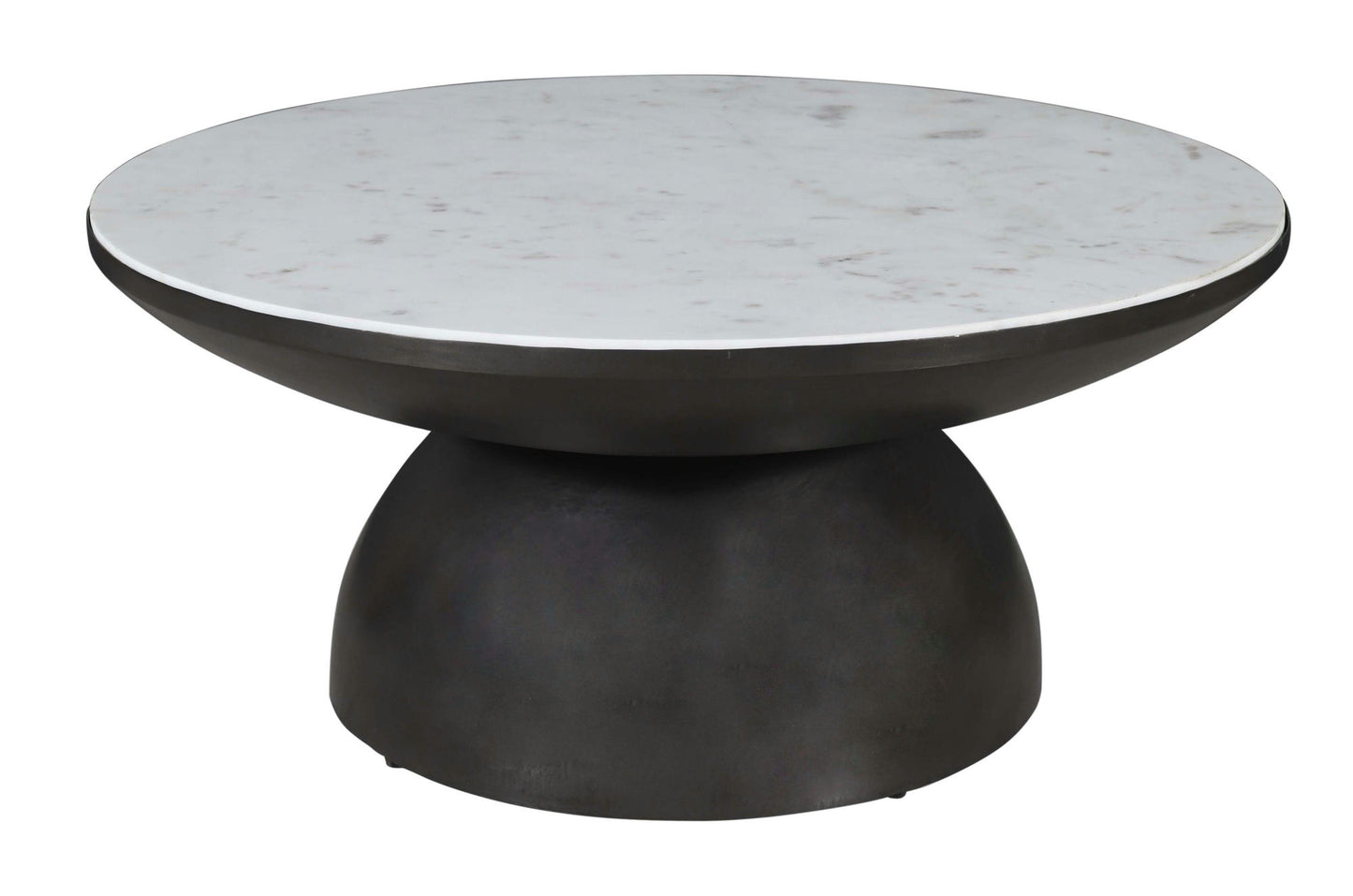 Circularity Modern Luxury Marble and Iron 35" Round Pedestal Coffee Table