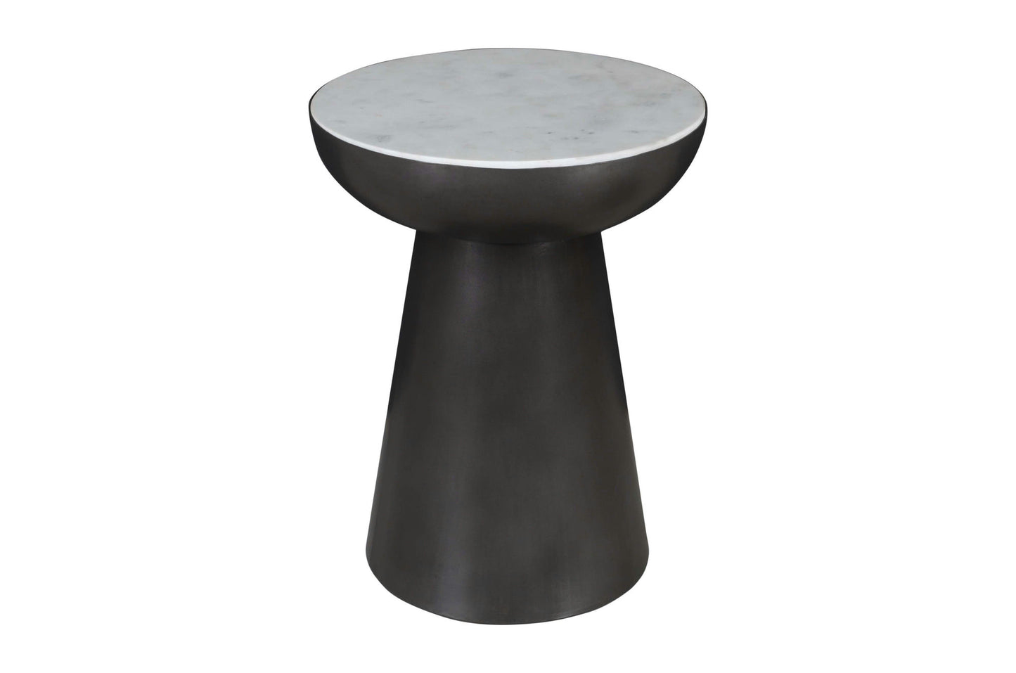 Circularity Modern Luxury Marble and Iron 18" Round Pedestal End Table