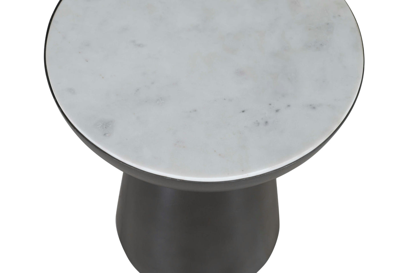 Circularity Modern Luxury Marble and Iron 18" Round Pedestal End Table