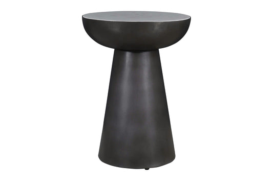 Circularity Modern Luxury Marble and Iron 15" Round Pedestal Chairside End Table