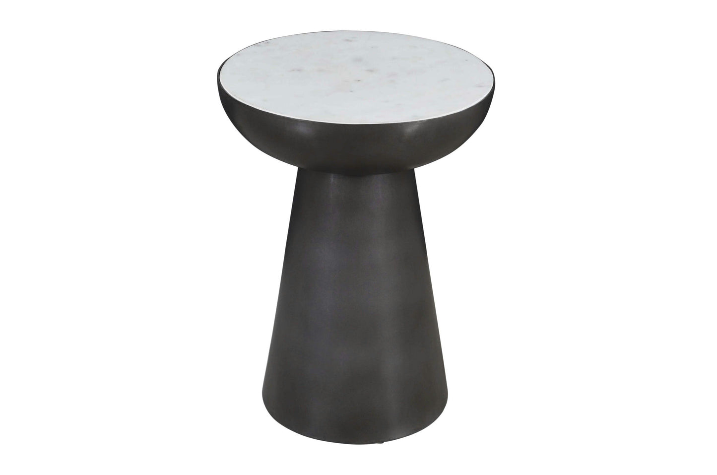 Circularity Modern Luxury Marble and Iron 15" Round Pedestal Chairside End Table