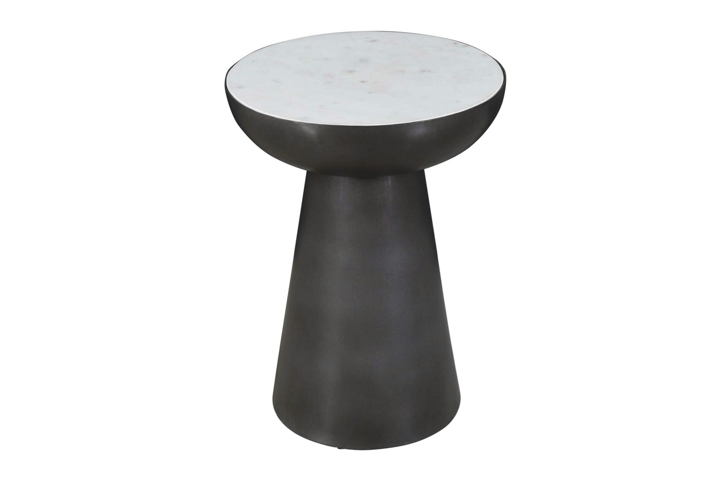 Circularity Modern Luxury Marble and Iron 15" Round Pedestal Chairside End Table