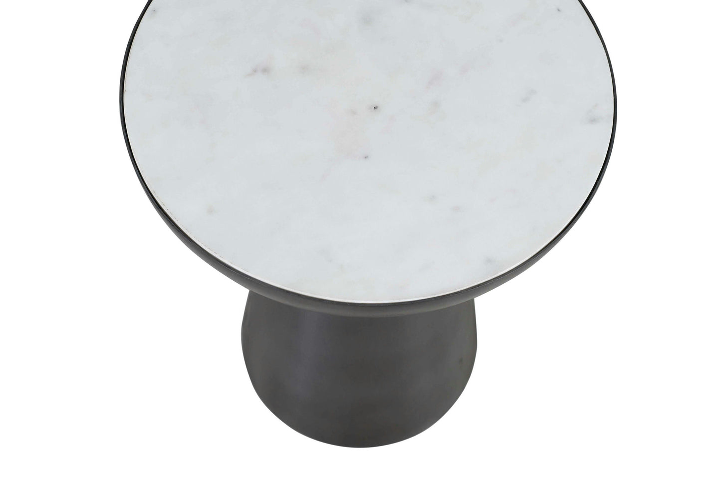 Circularity Modern Luxury Marble and Iron 15" Round Pedestal Chairside End Table