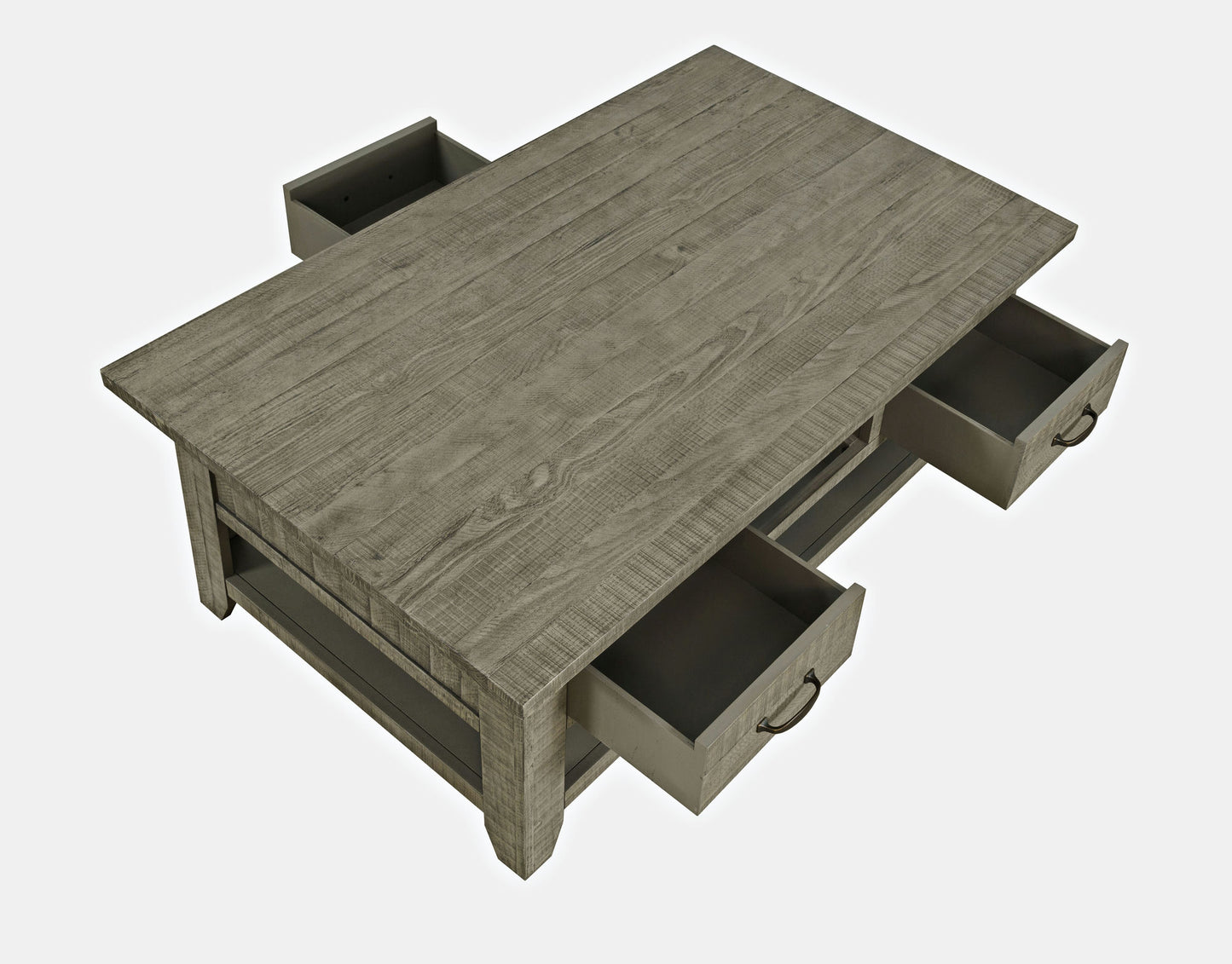 Telluride 50" Coffee Table with Caster Wheels and Pull-Through Drawers - Grey