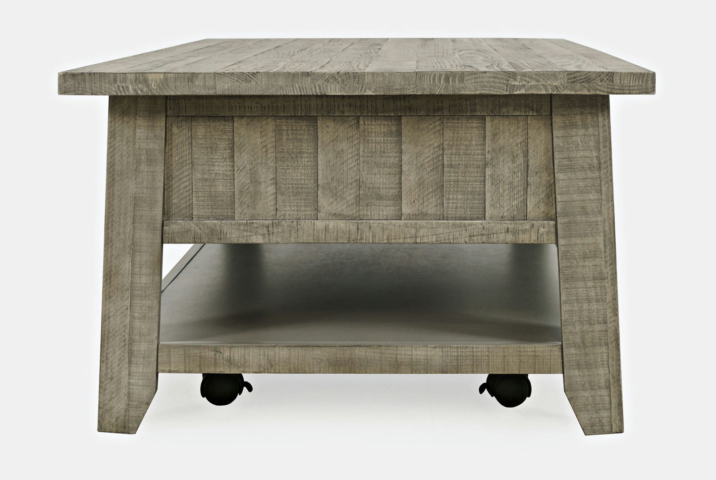 Telluride 50" Coffee Table with Caster Wheels and Pull-Through Drawers - Grey