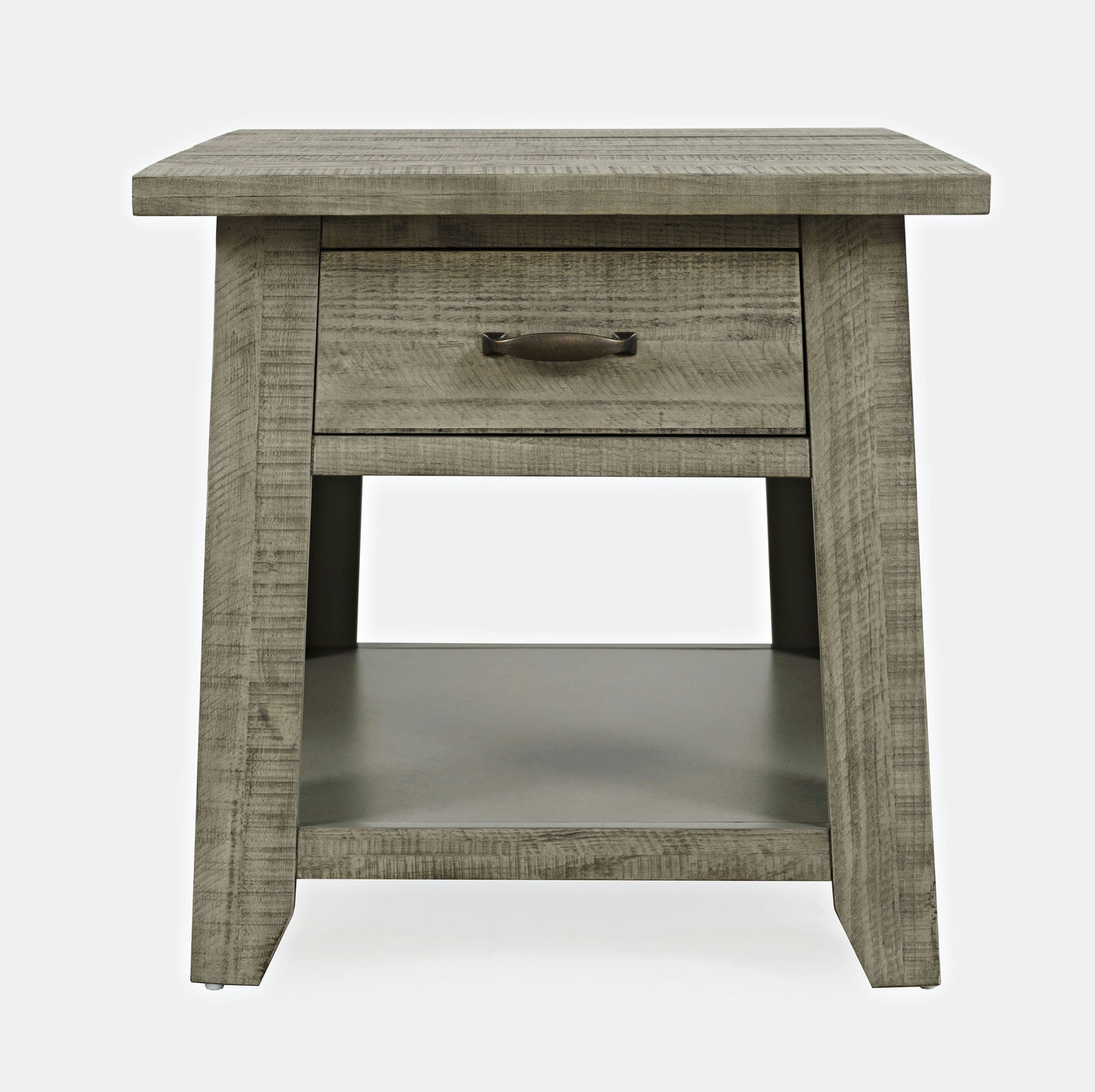 Telluride Rustic Distressed Acacia End Table with Storage - Driftwood Grey