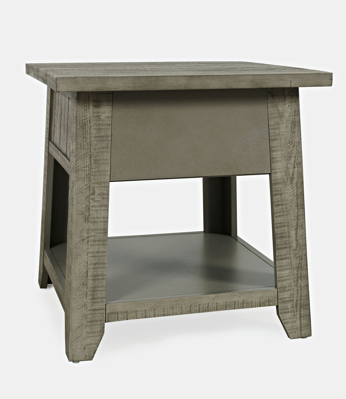 Telluride Rustic Distressed Acacia End Table with Storage - Driftwood Grey