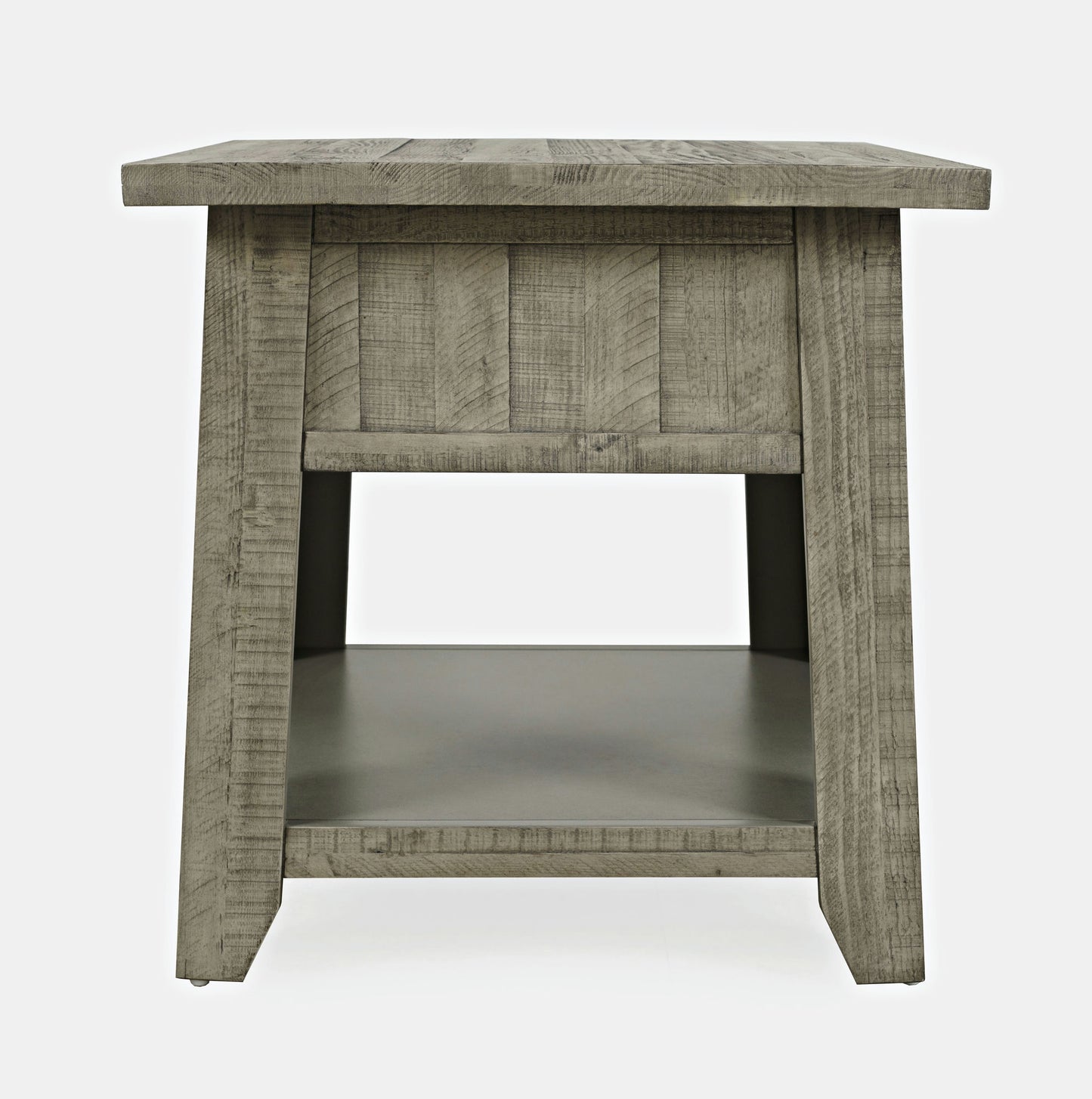 Telluride Rustic Distressed Acacia End Table with Storage - Driftwood Grey