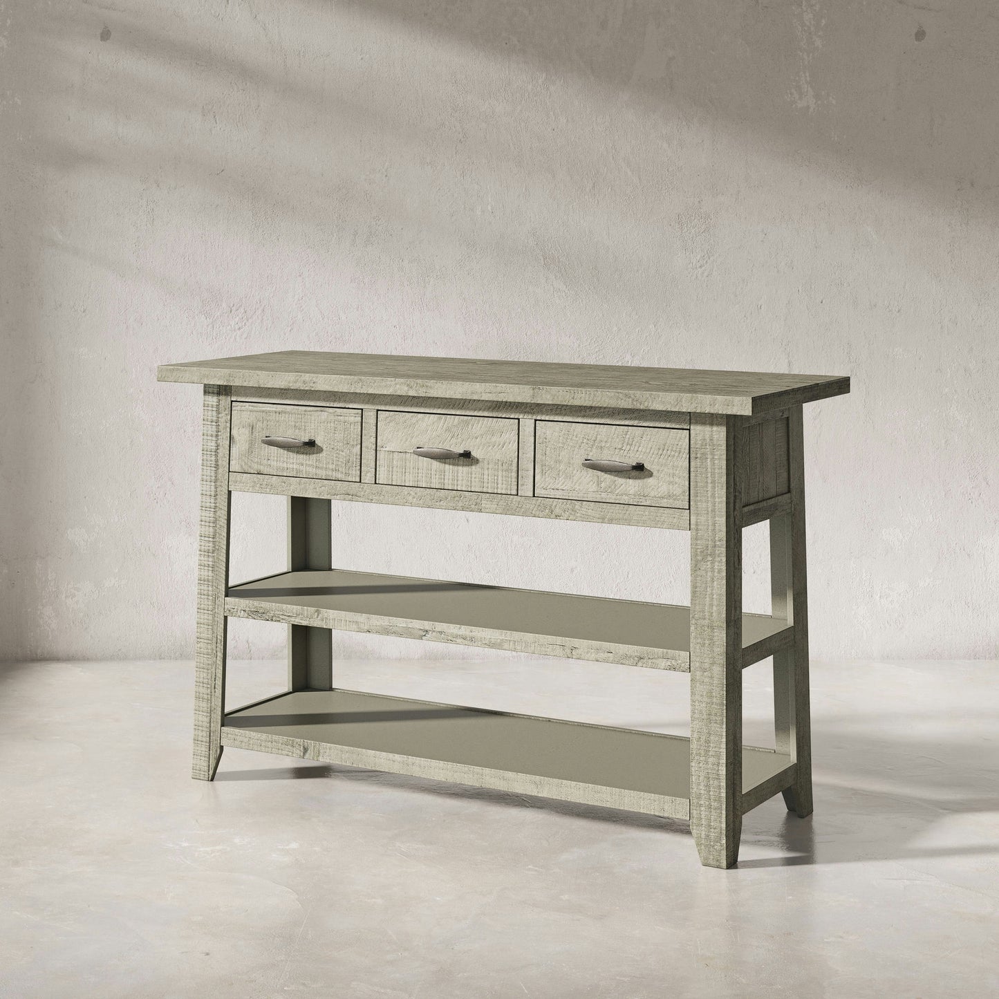 Telluride 50" Sofa Table with Drawers and Two Shelves - Grey