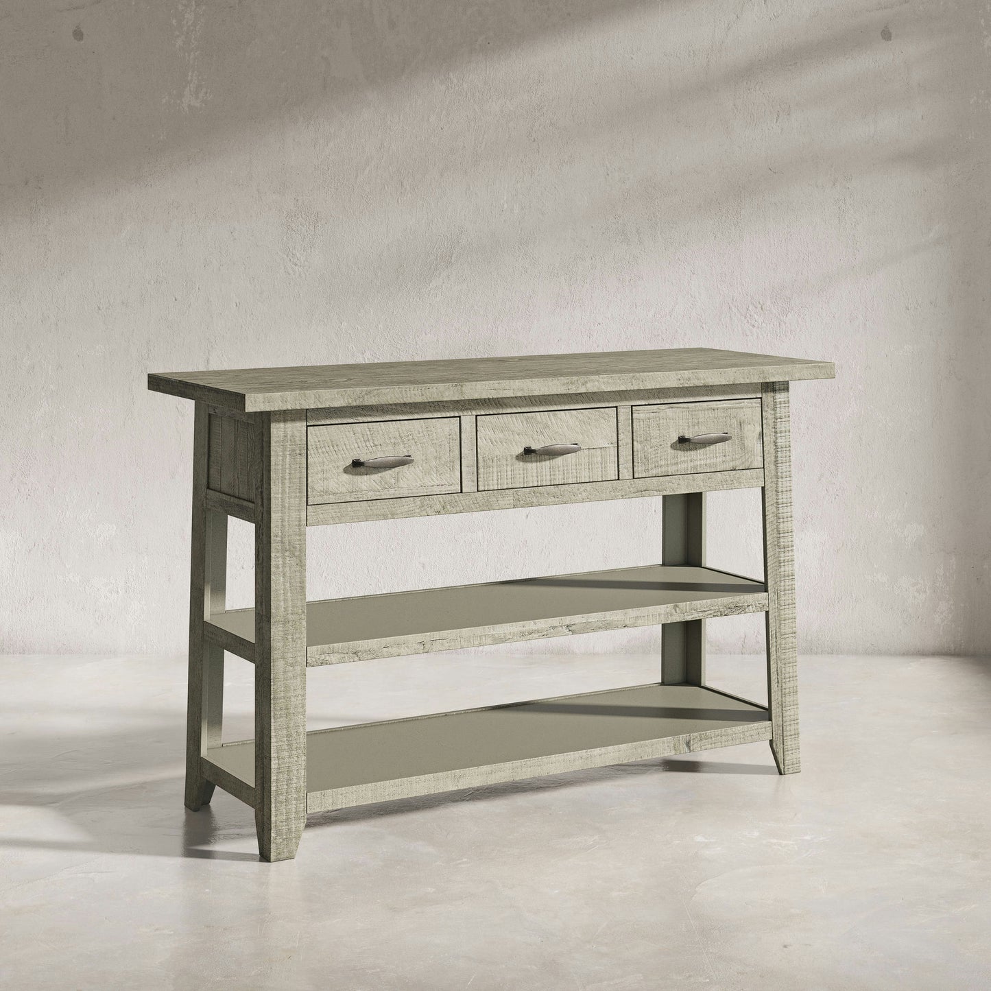 Telluride 50" Sofa Table with Drawers and Two Shelves - Grey