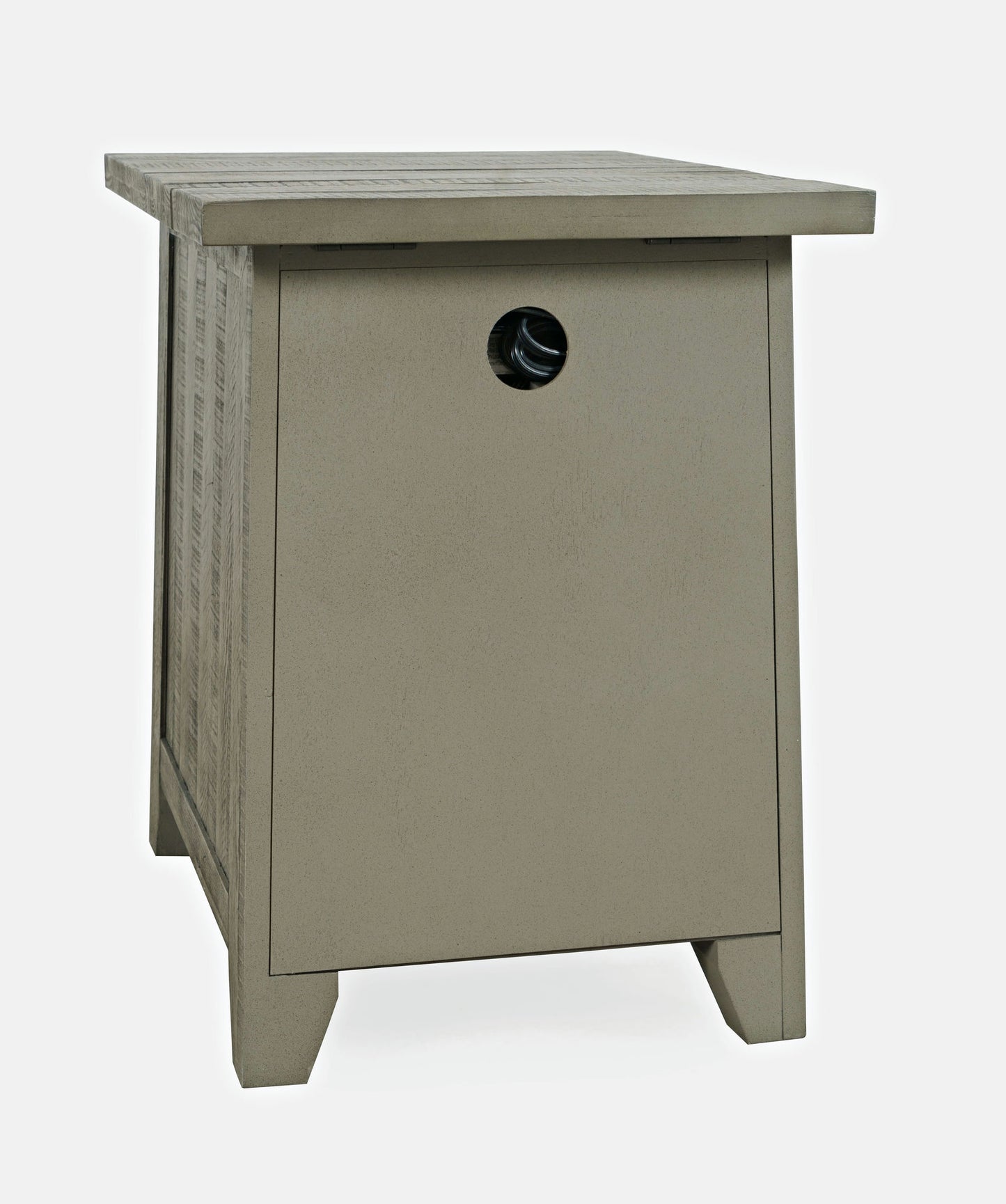 Telluride Rustic Distressed Acacia USB Charging Chairside End Table - Grey