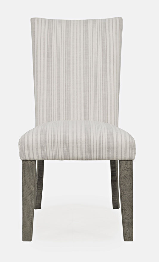 Telluride Rustic Pine Parsons Striped Upholstery Dining Chair (Set of 2)