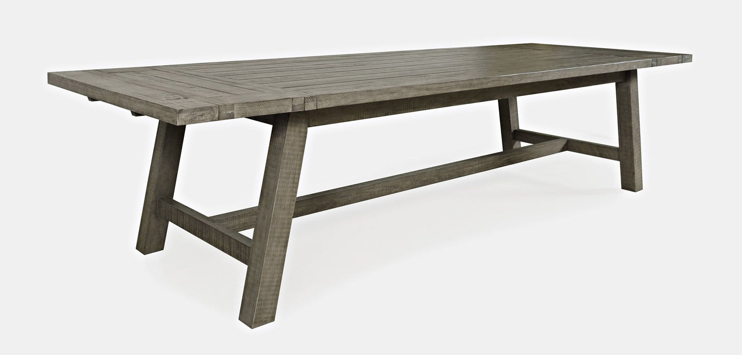 Telluride 127" Trestle Dining Table with Two Extension Leaves - Driftwood Gray