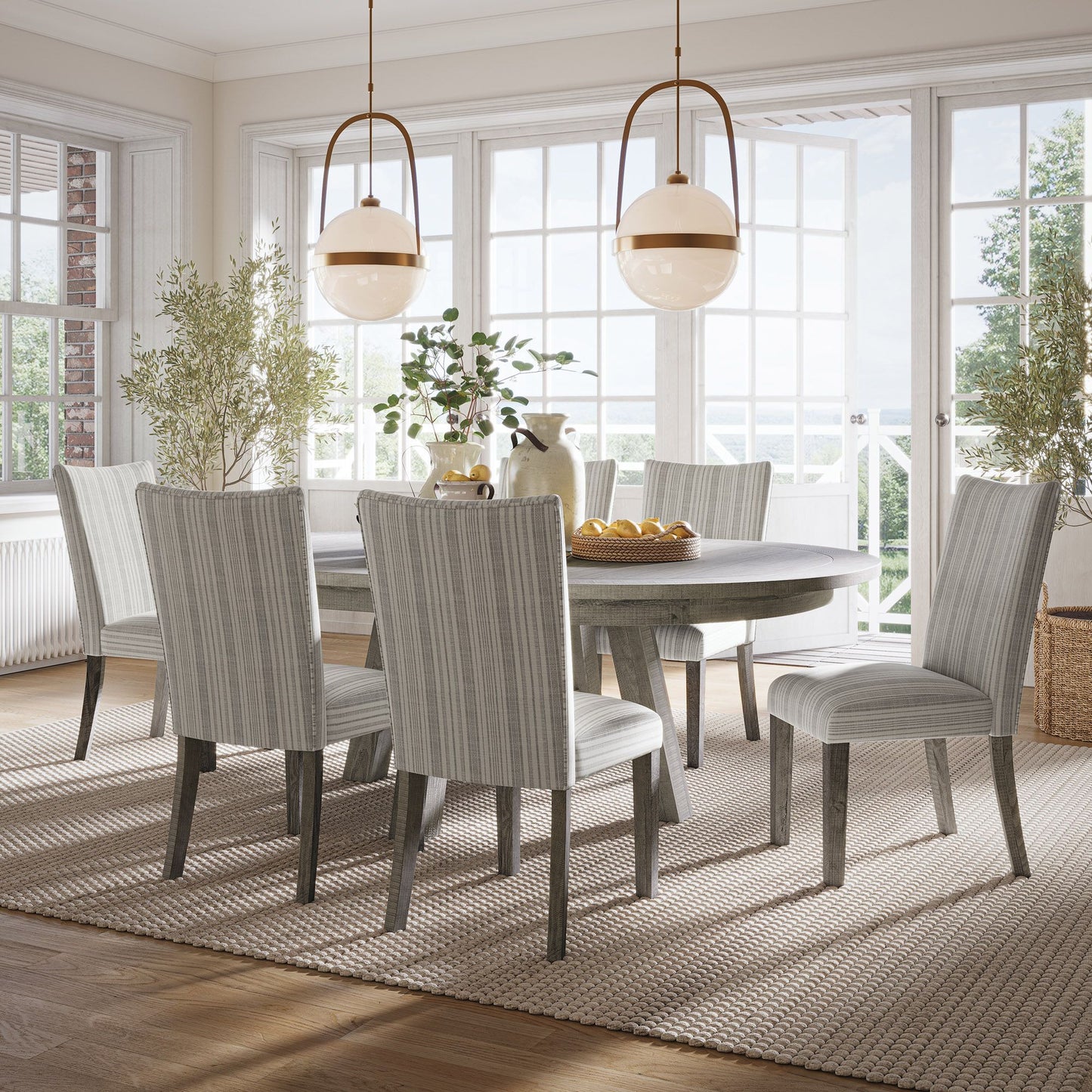 Telluride Contemporary Rustic Farmhouse Round to Oval Dining Table