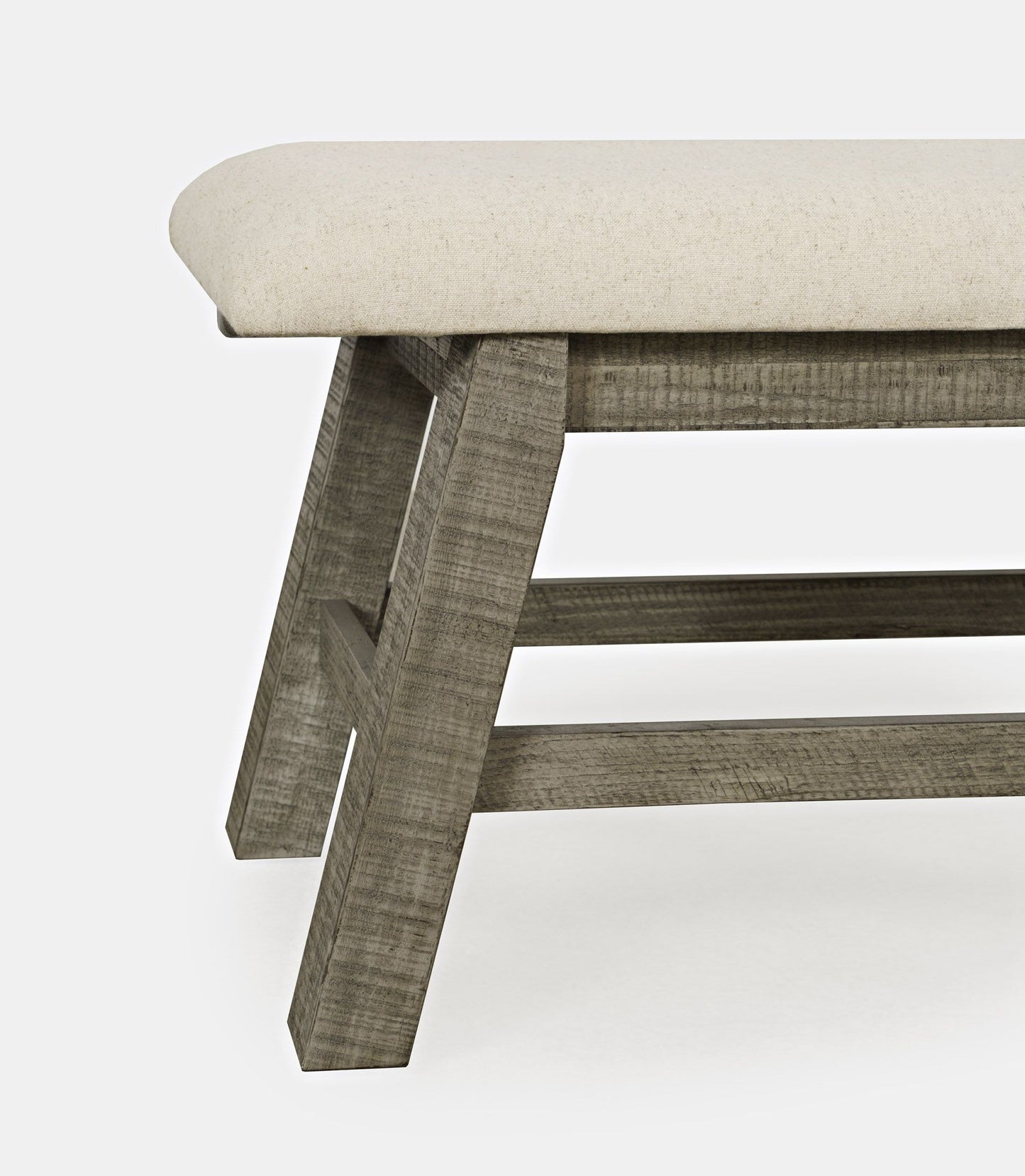 Telluride Rustic Distressed Pine 85" Upholstered Dining Bench - Driftwood Gray