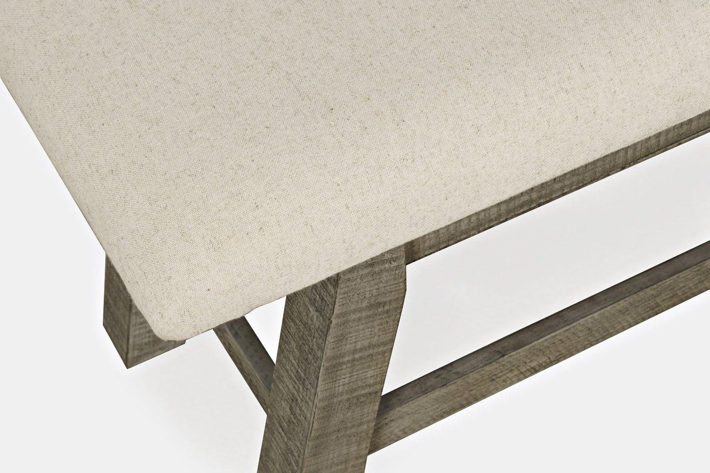 Telluride Rustic Distressed Pine 85" Upholstered Dining Bench - Driftwood Gray