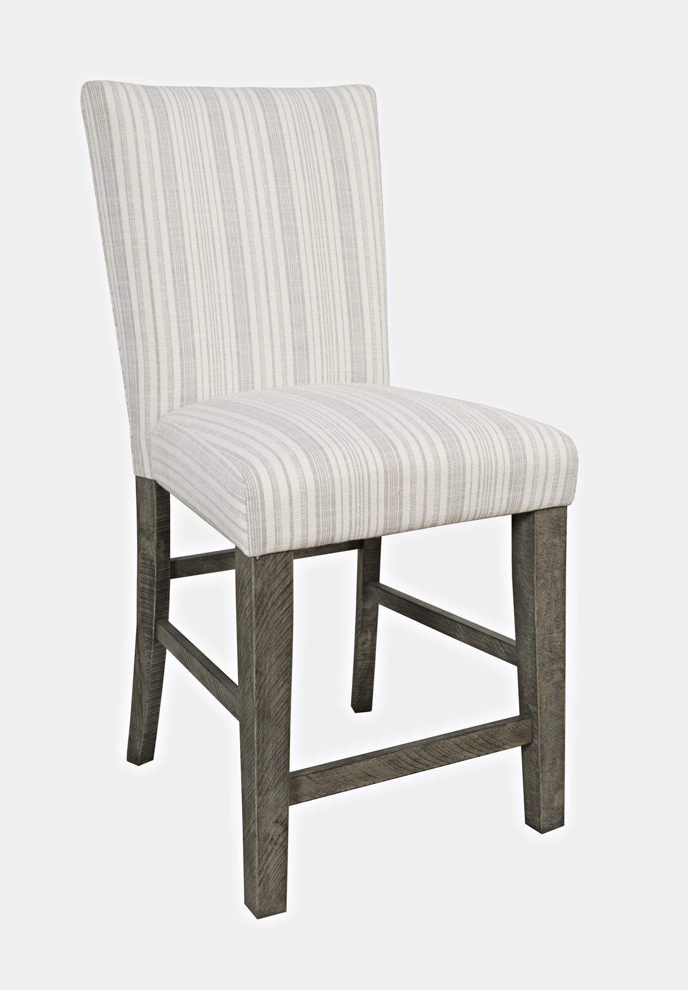 Telluride Rustic Pine Parsons Striped Upholstery Counter Stool (Set of 2)