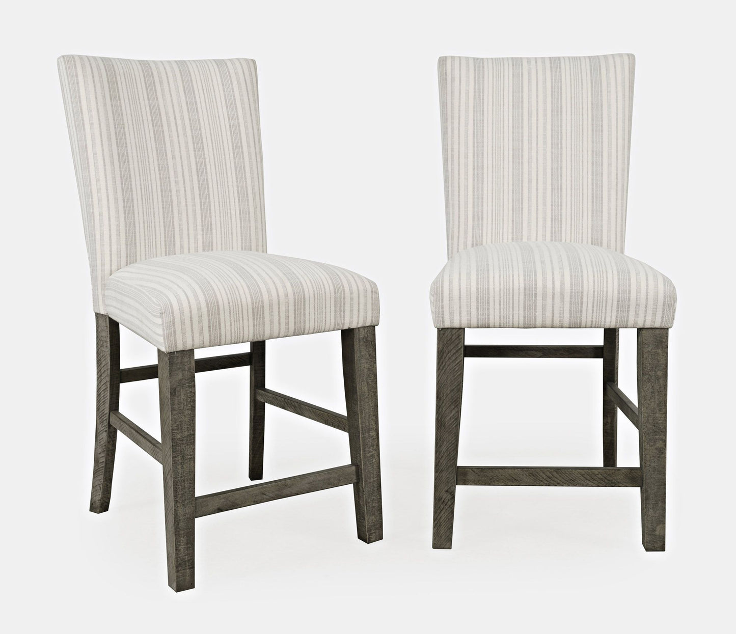 Telluride Rustic Pine Parsons Striped Upholstery Counter Stool (Set of 2)