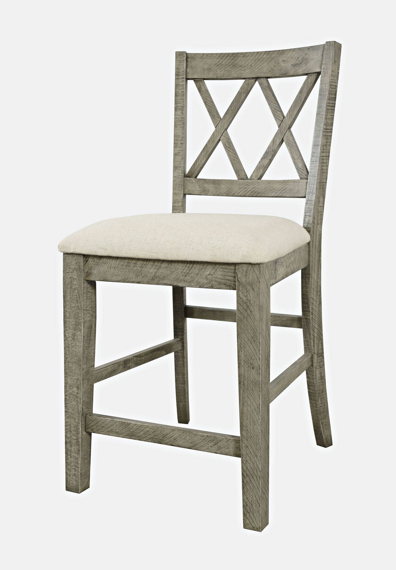 Telluride Rustic Distressed Pine Upholstered Counter Stool (Set of 2)