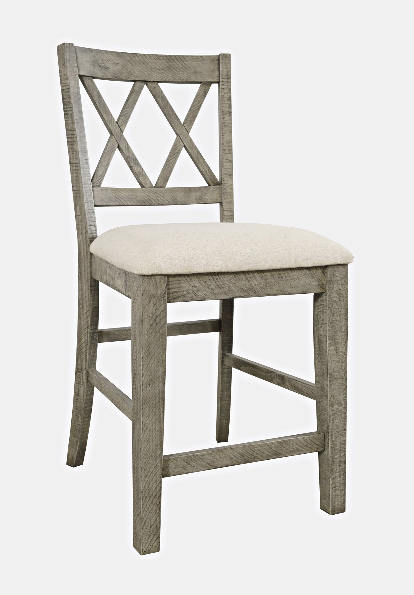 Telluride Rustic Distressed Pine Upholstered Counter Stool (Set of 2)