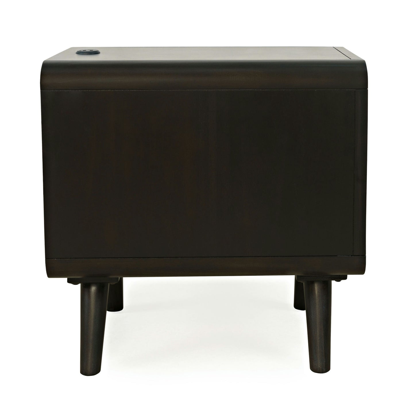 Marlowe Mid-Century USB Charging Curved Chairside End Table with Storage Drawers