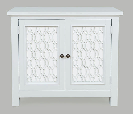 Isabella 38" Luxury Mirrored Accent Storage Cabinet - White