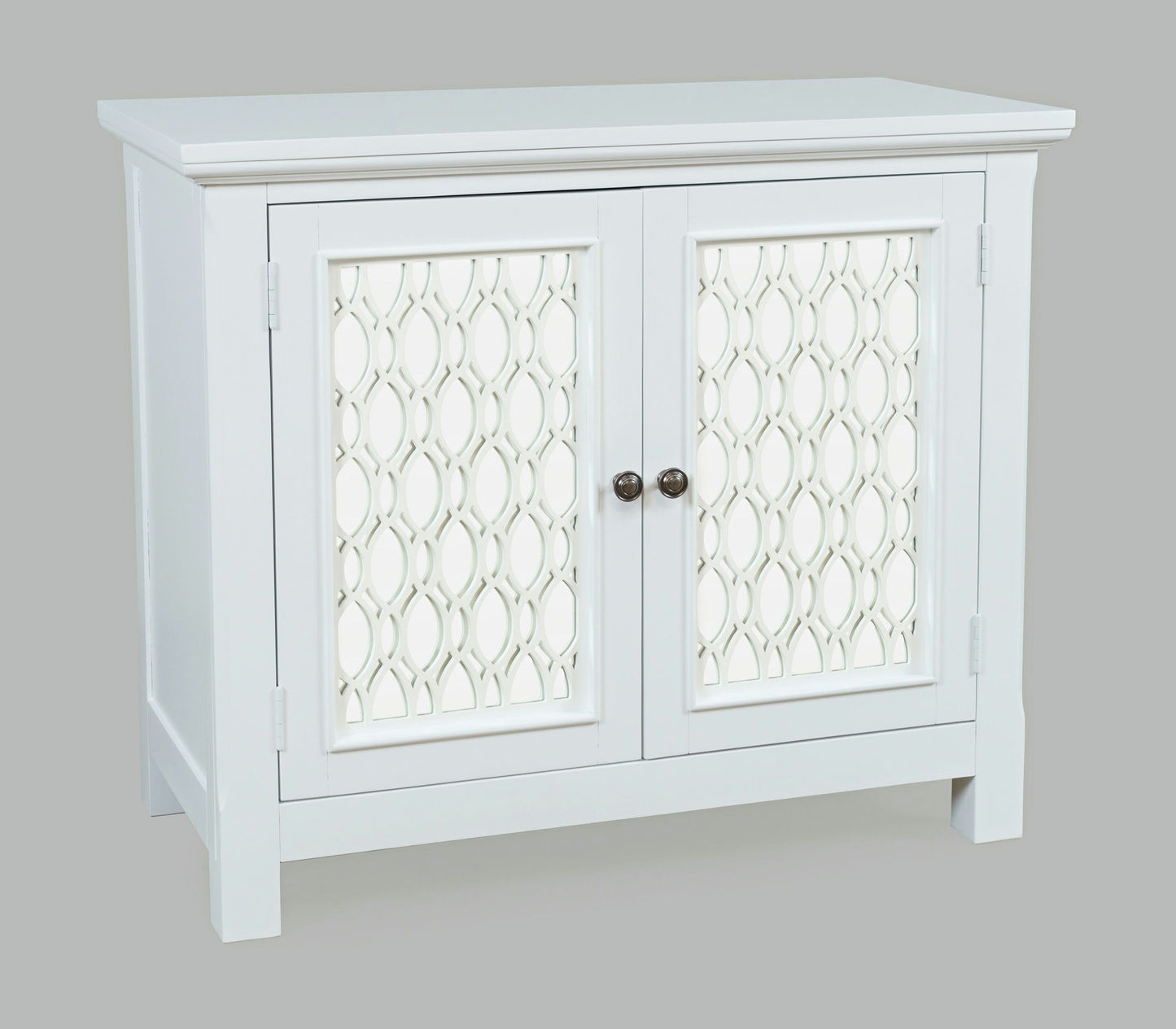 Isabella 38" Luxury Mirrored Accent Storage Cabinet - White