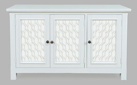 Isabella 54" Luxury Mirrored Accent Storage Cabinet - White