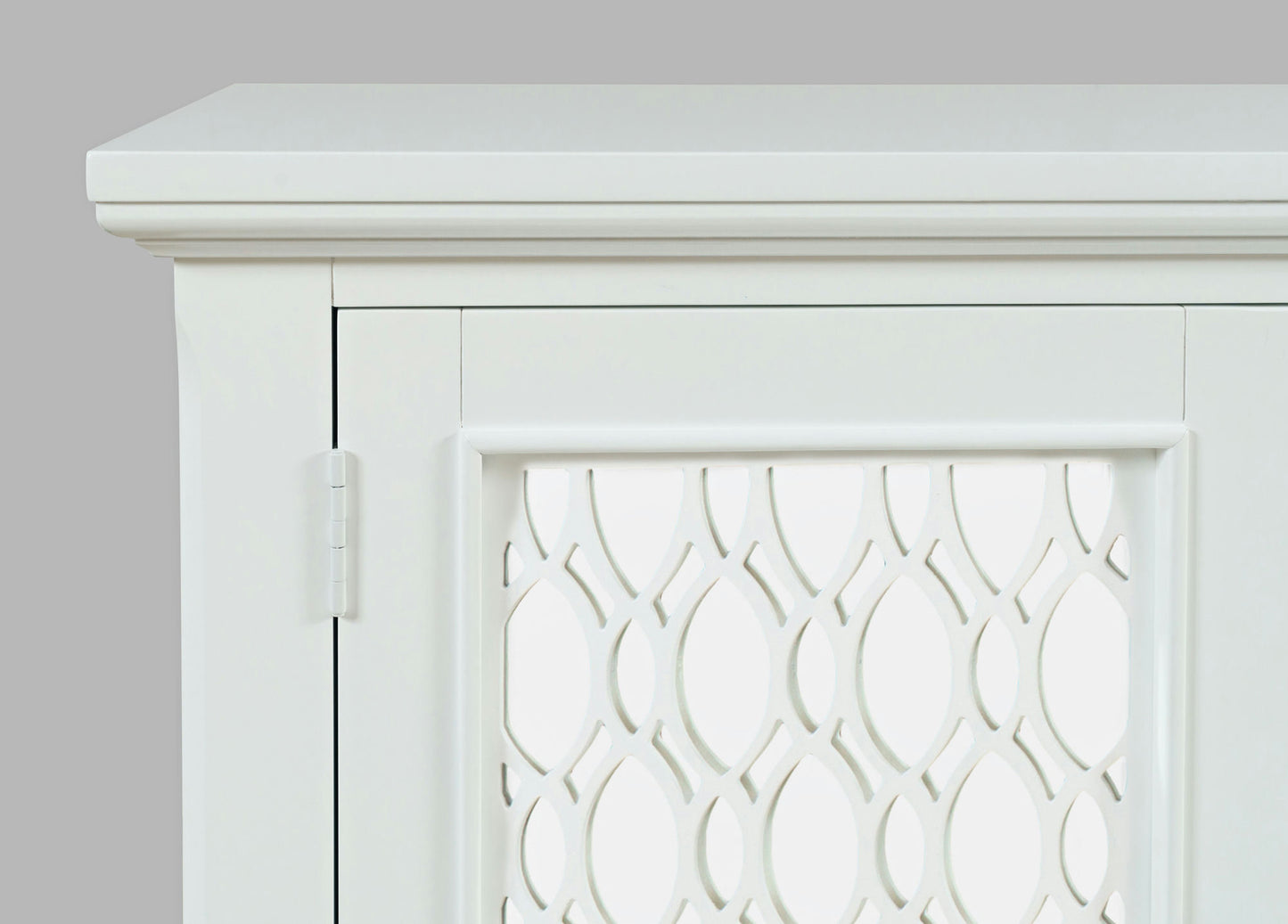 Isabella 54" Luxury Mirrored Accent Storage Cabinet - White