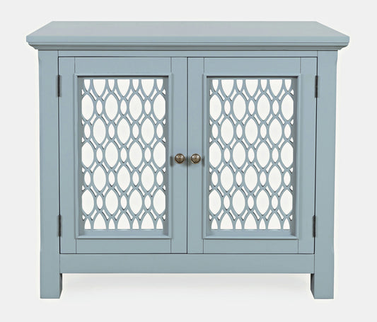 Isabella 38" Luxury Mirrored Accent Storage Cabinet - Blue
