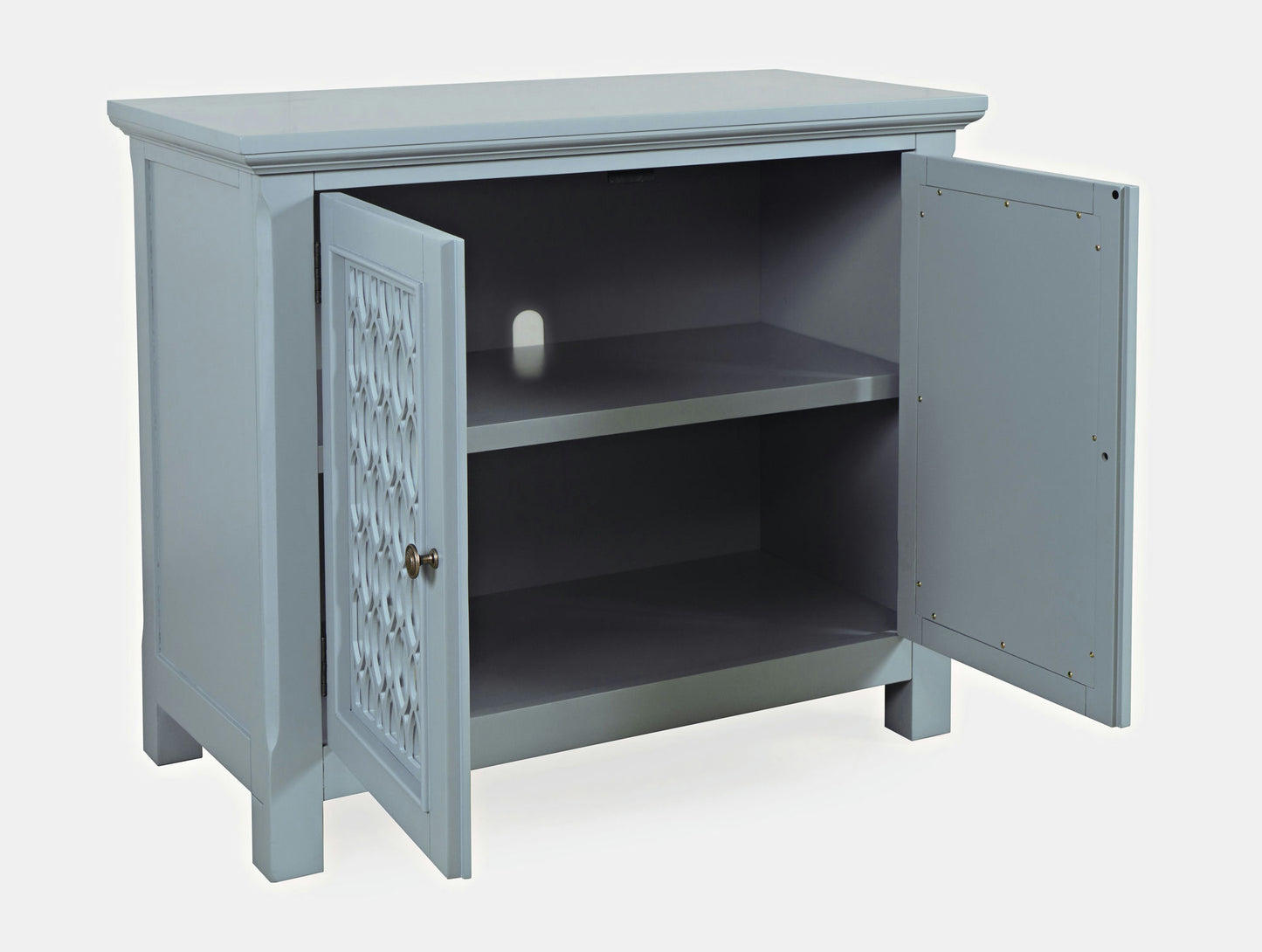 Isabella 38" Luxury Mirrored Accent Storage Cabinet - Blue