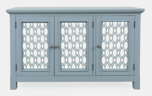 Isabella 54" Luxury Mirrored Accent Storage Cabinet - Blue