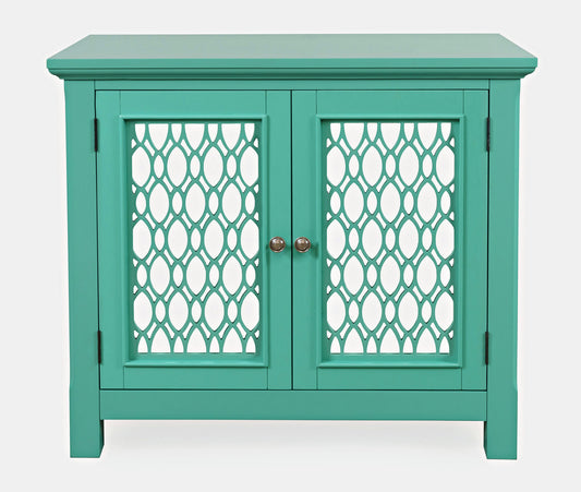 Isabella 38" Luxury Mirrored Accent Storage Cabinet - Aqua