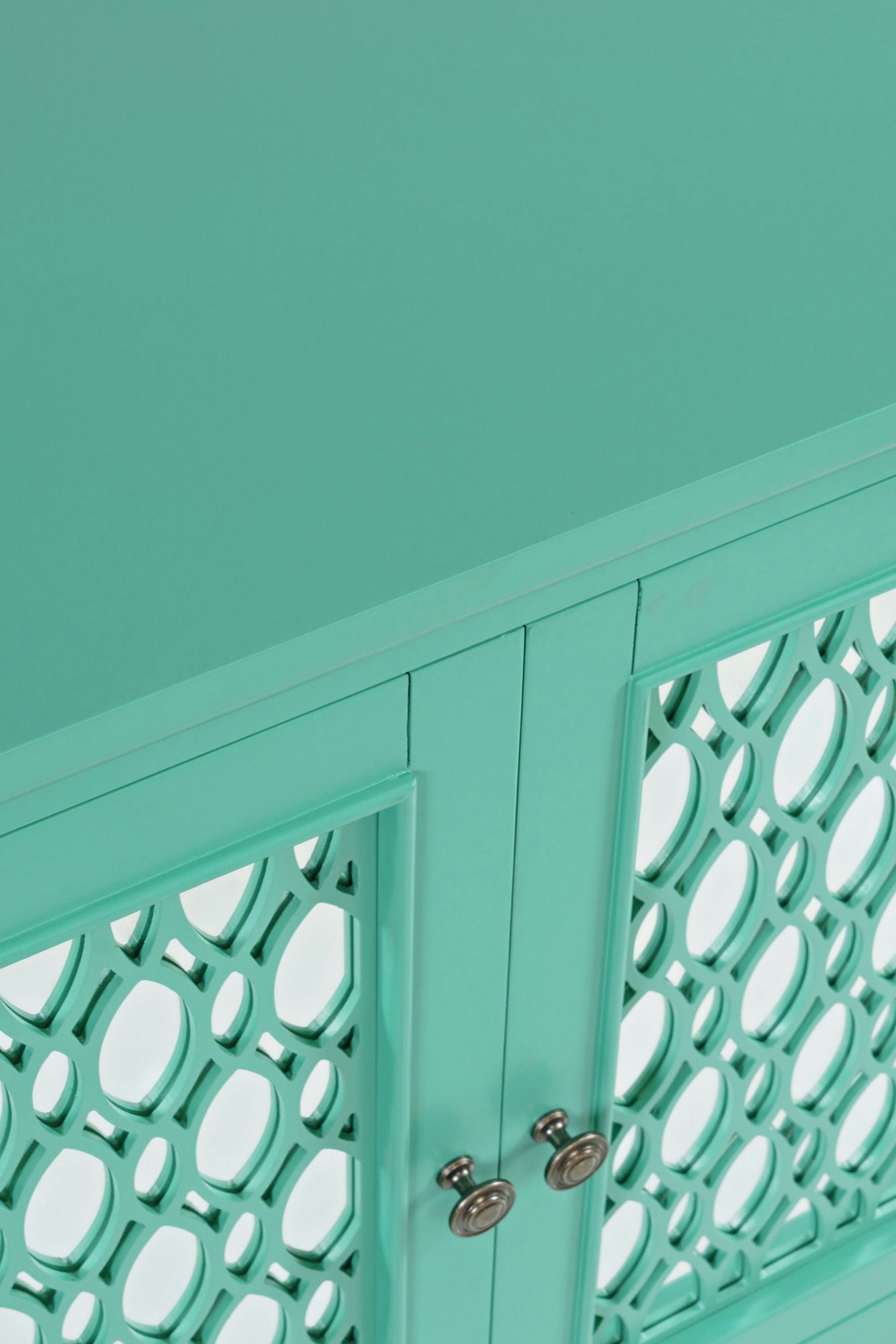 Isabella 38" Luxury Mirrored Accent Storage Cabinet - Aqua