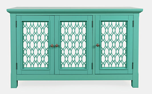 Isabella 54" Luxury Mirrored Accent Storage Cabinet - Aqua