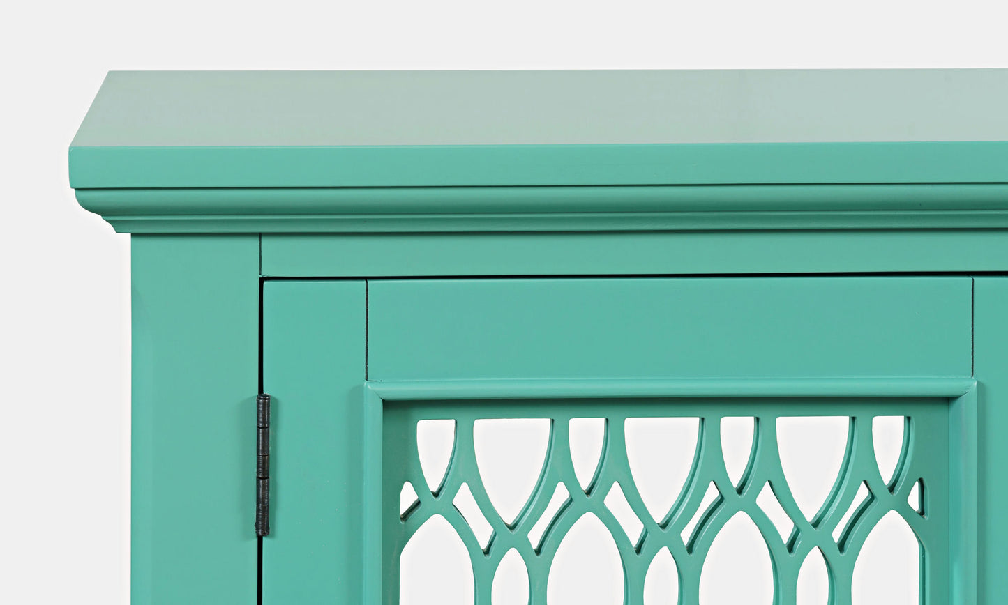 Isabella 54" Luxury Mirrored Accent Storage Cabinet - Aqua