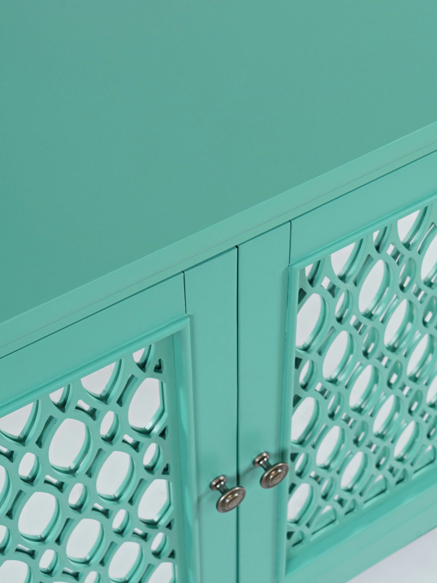 Isabella 54" Luxury Mirrored Accent Storage Cabinet - Aqua