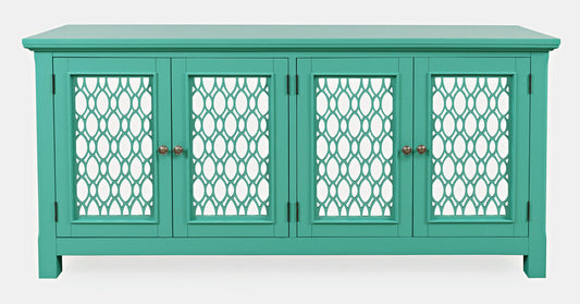 Isabella 69" Luxury Mirrored Sideboard Storage Cabinet - Aqua