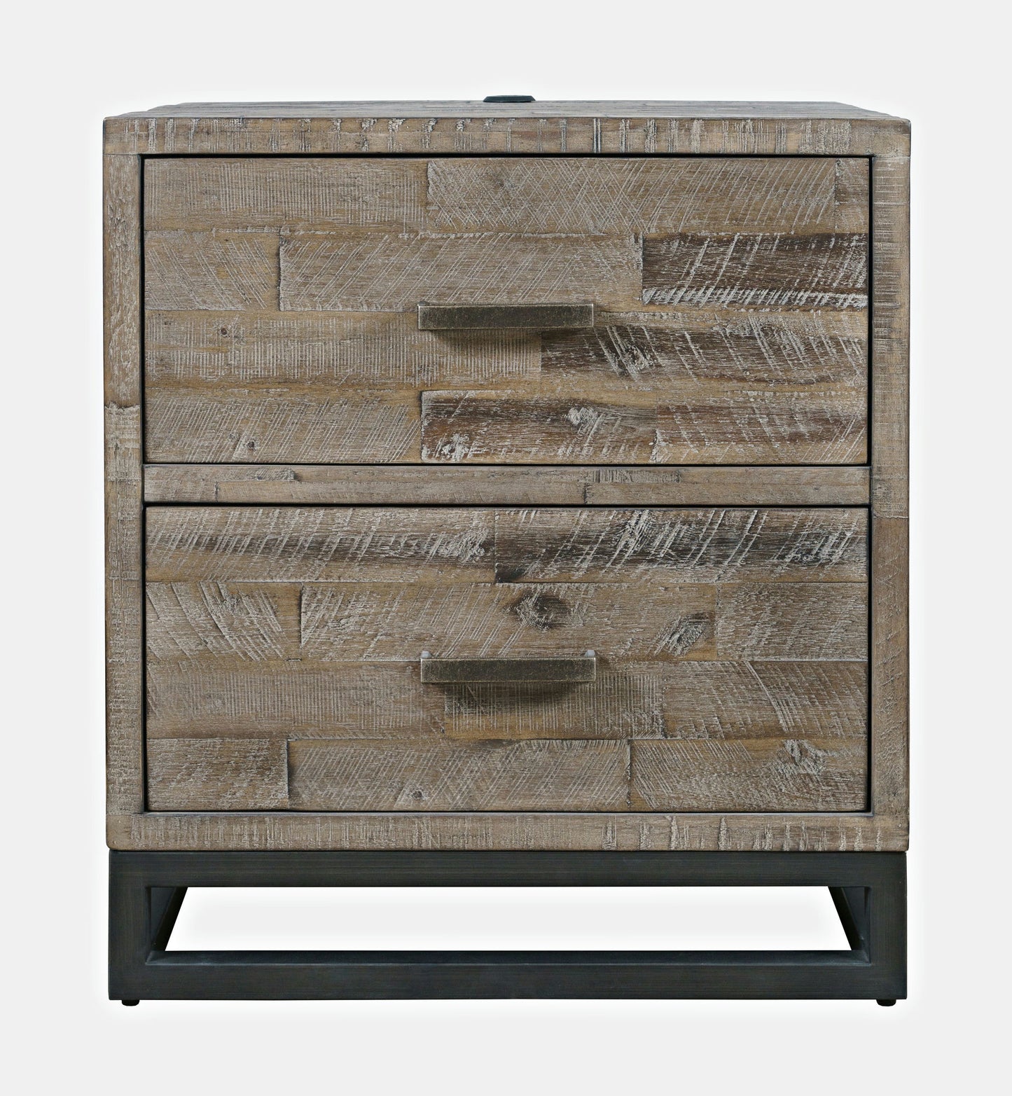 East Hampton Modern Coastal 25" Distressed Acacia Nightstand with USB Charging